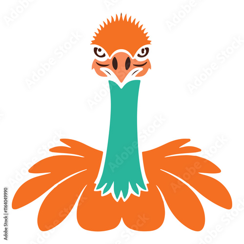 Ostrich icon vector line art illustration