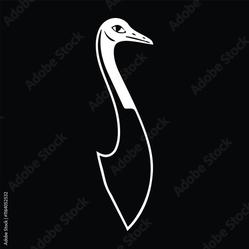 Ostrich icon vector line art illustration