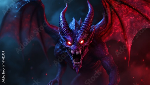 Crimson Nightmare: A Digital Rendering of a Fearsome Gargoyle