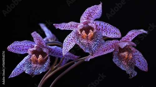 Vibrant wild orchids in full bloom showcasing intricate patterns and colors against a dark background for nature lovers and floral enthusiasts. photo