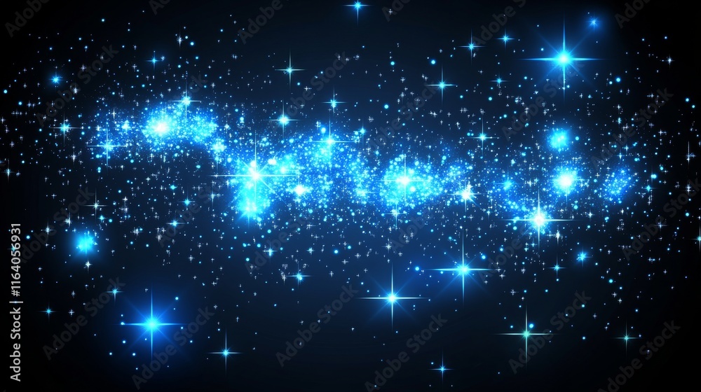 Obraz premium Light blue vector pattern with stars in the night sky. Blurred decorative design in simple style with galaxy stars. Template for cosmic background.