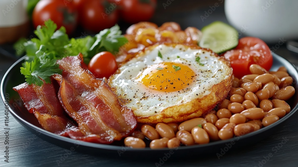 Delicious Breakfast Plate with Beans Delicious Breakfast Plate with Beans