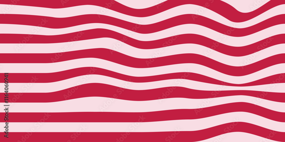Obraz premium Tło w różowe pasy. Dynamiczna kompozycja z falującymi liniami, geometryczne tło na okładki, banery, ulotki, plakaty, tapeta na blog lub social media story.