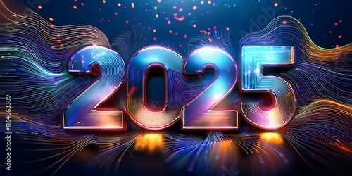 Creative and festive design celebrating the beginning of the year 2025