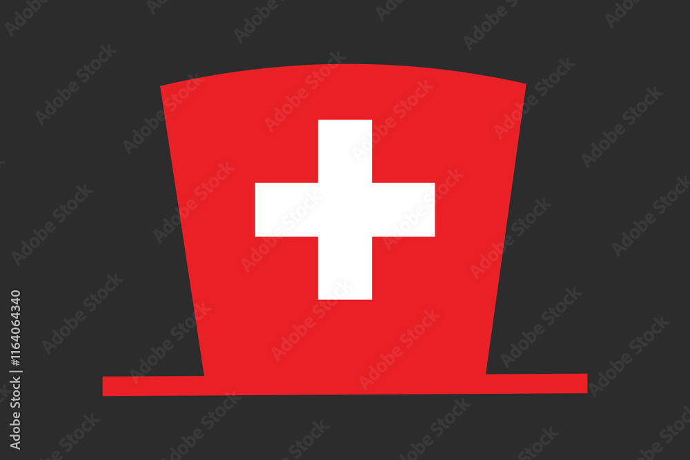 Obraz premium Switzerland hat with flag, Switzerland flag vector graphic, Switzerland country flag is a symbol of freedom, National Switzerland flag, vector illustration 