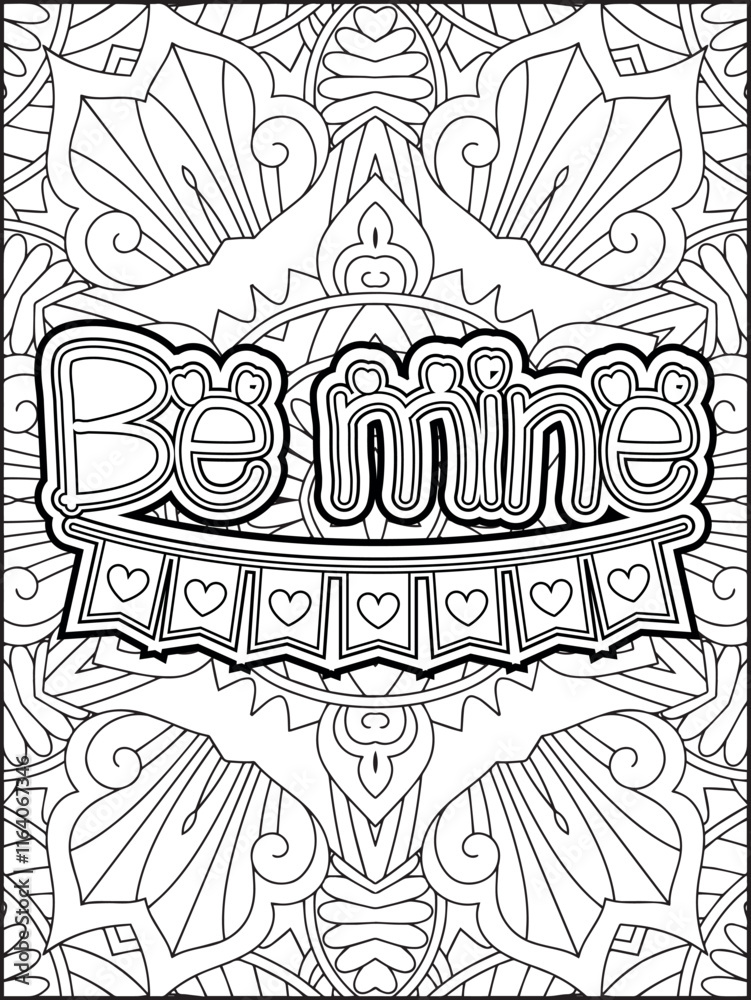 Fototapeta premium Valentine's Day Quote Coloring Page. Valentine's Day Coloring Page for Adults.