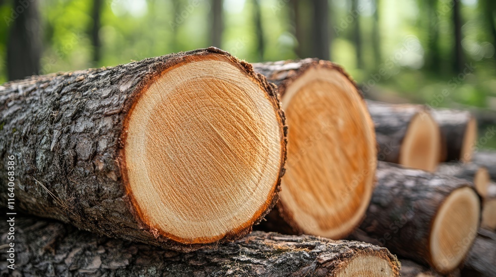 Cut tree stumps in a forest during summer showcasing the beauty of nature and woodwork in a tranquil woodland setting Cut tree stumps in a forest during summer showcasing the beauty of nature and woodwork in a tranquil woodland setting