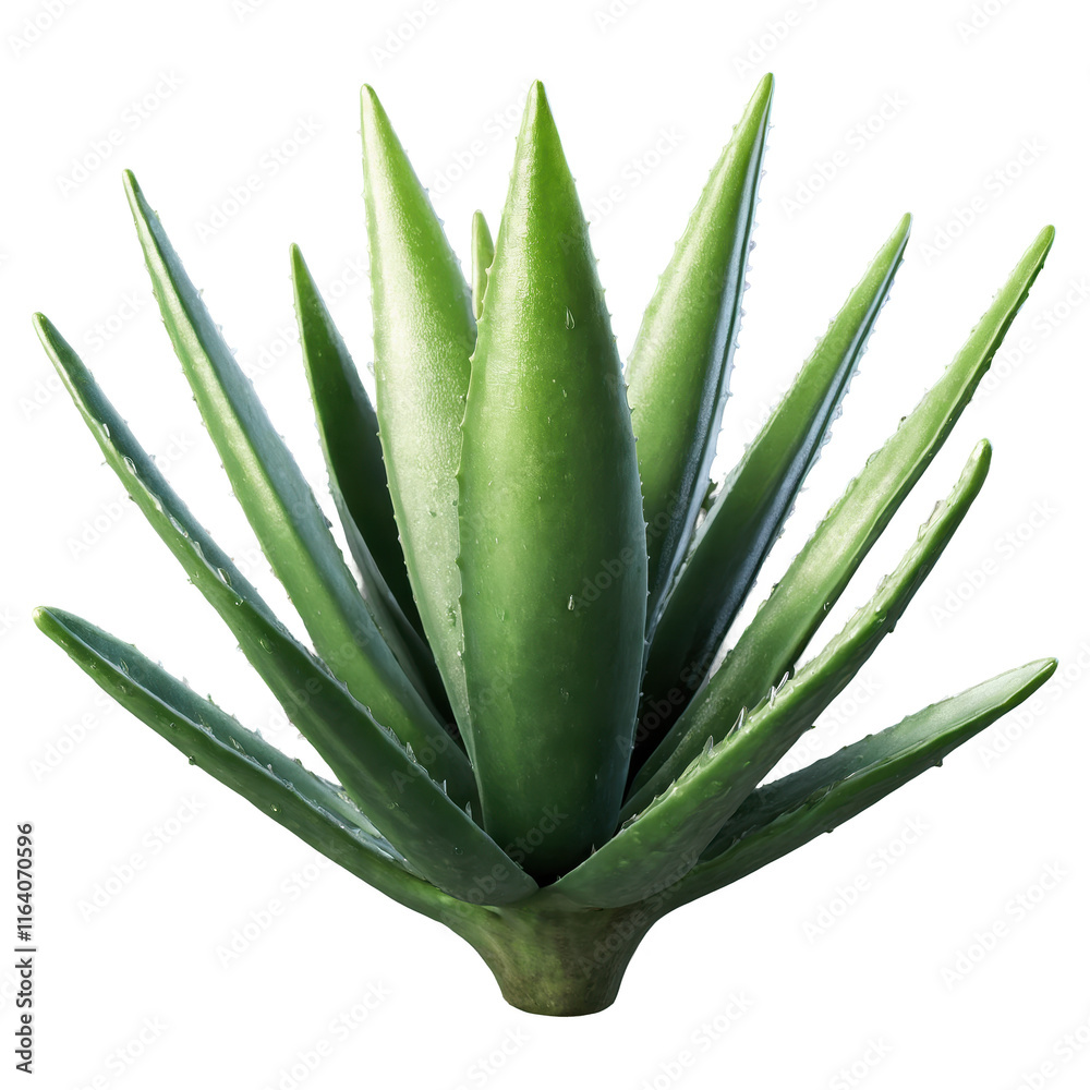 Fototapeta premium Realistic aloe vera leaf with distinct texture and vibrant green hue in a natural setting