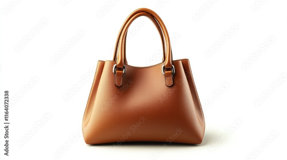 Stylish brown leather handbag with sleek design isolated on white background for fashion and lifestyle concepts Stylish brown leather handbag with sleek design isolated on white background for fashion and lifestyle concepts