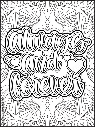Valentine's Day Quote Coloring Page. Valentine's Day Coloring Page for Adults.