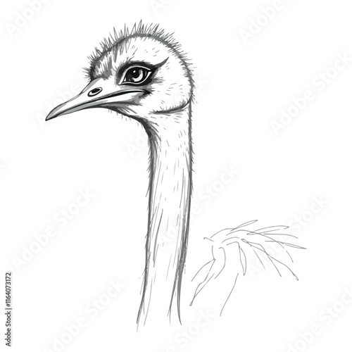 Ostrich icon vector line art illustration photo