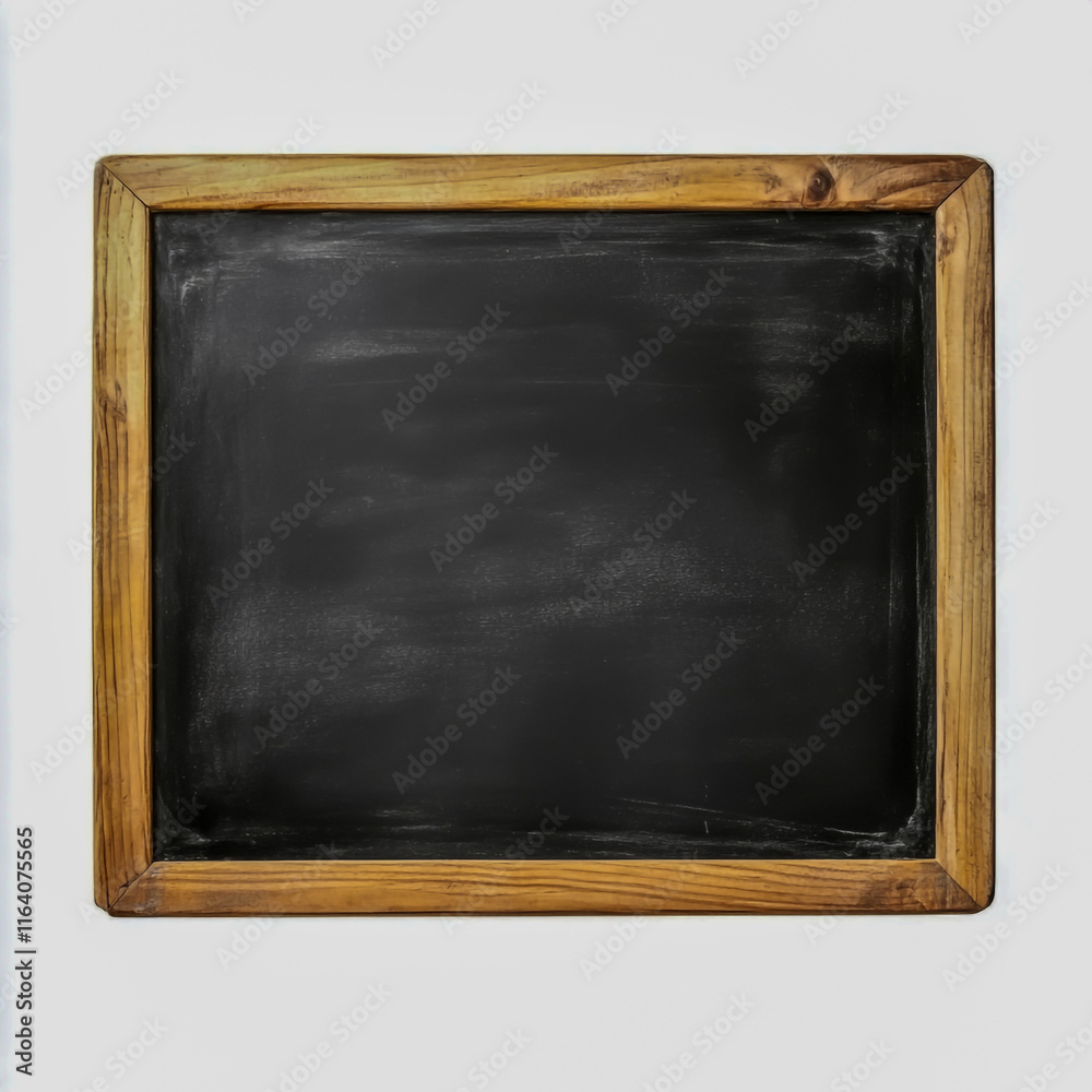 Fototapeta premium Horizontal blank black chalkboard with wooden frame isolated on white background.