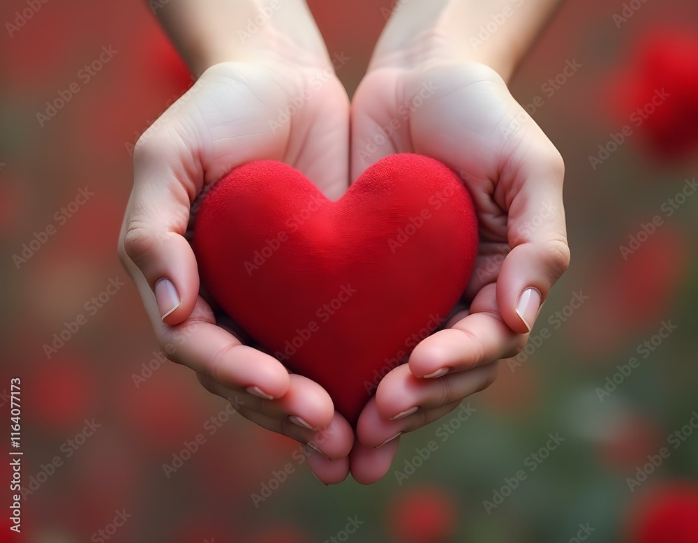 two hands holding a red love heart create with ai two hands holding a red love heart create with ai