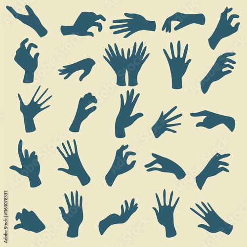 set of hand gesture design element