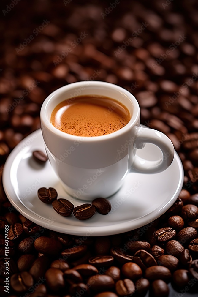 Coffee cup and coffee beans. Generative Ai Coffee cup and coffee beans. Generative Ai