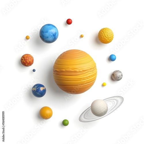 Collection of planets and a sun in a space scene photo