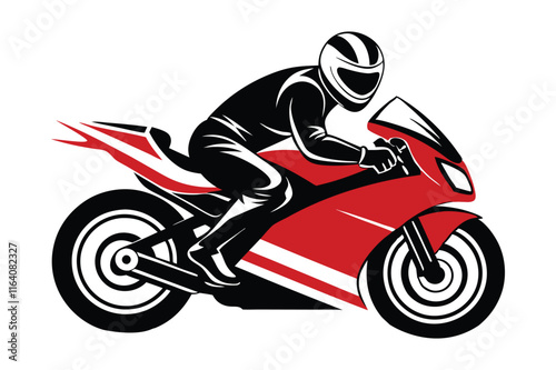 red motorcycle rider vector illustration 