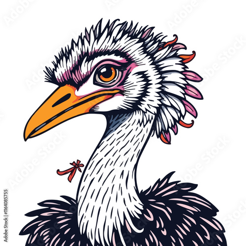 Ostrich icon vector line art illustration photo