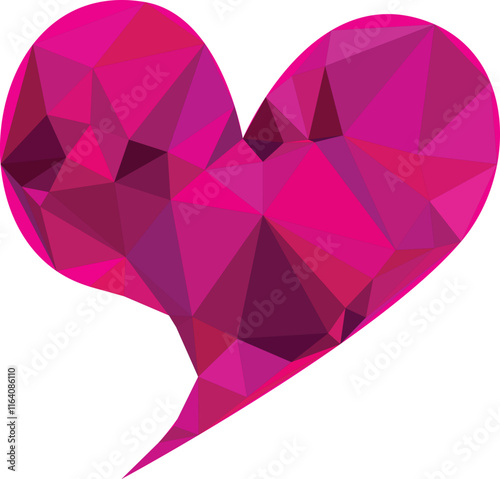 Polygonal, mosaic, triangulator pink hearts. Design elements for Valentine's Day, love, or romance. Flat heart collection. Vector illustration.
