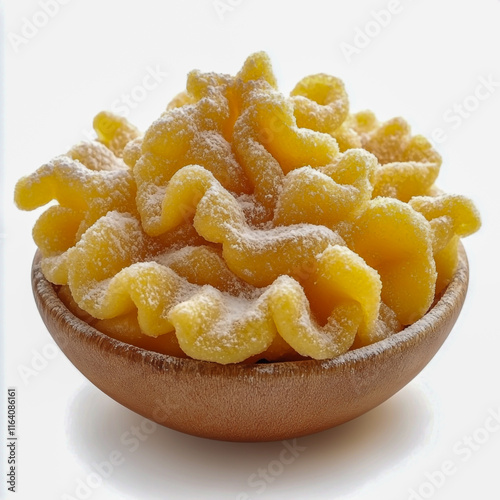 Sugar coated funnel cake isolated white background. photo