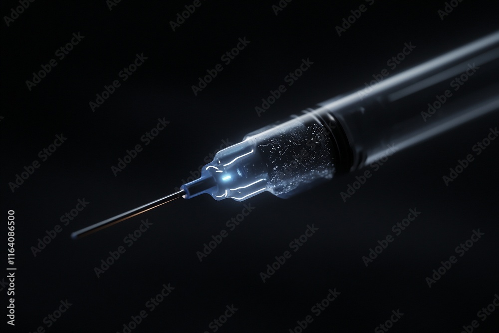 Close-up of a medical syringe filled with liquid. Close-up of a medical syringe filled with liquid.