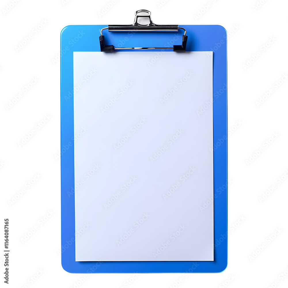 blue clipboard with white paper isolated on transparent background Generative Ai. blue clipboard with white paper isolated on transparent background Generative Ai.