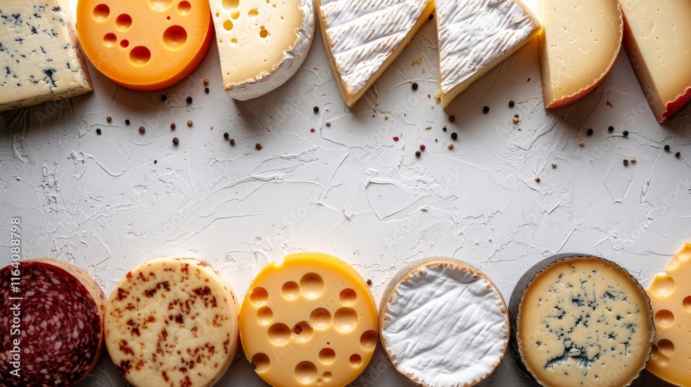 Assorted cheese selection with copy space. Assorted cheese selection with copy space.