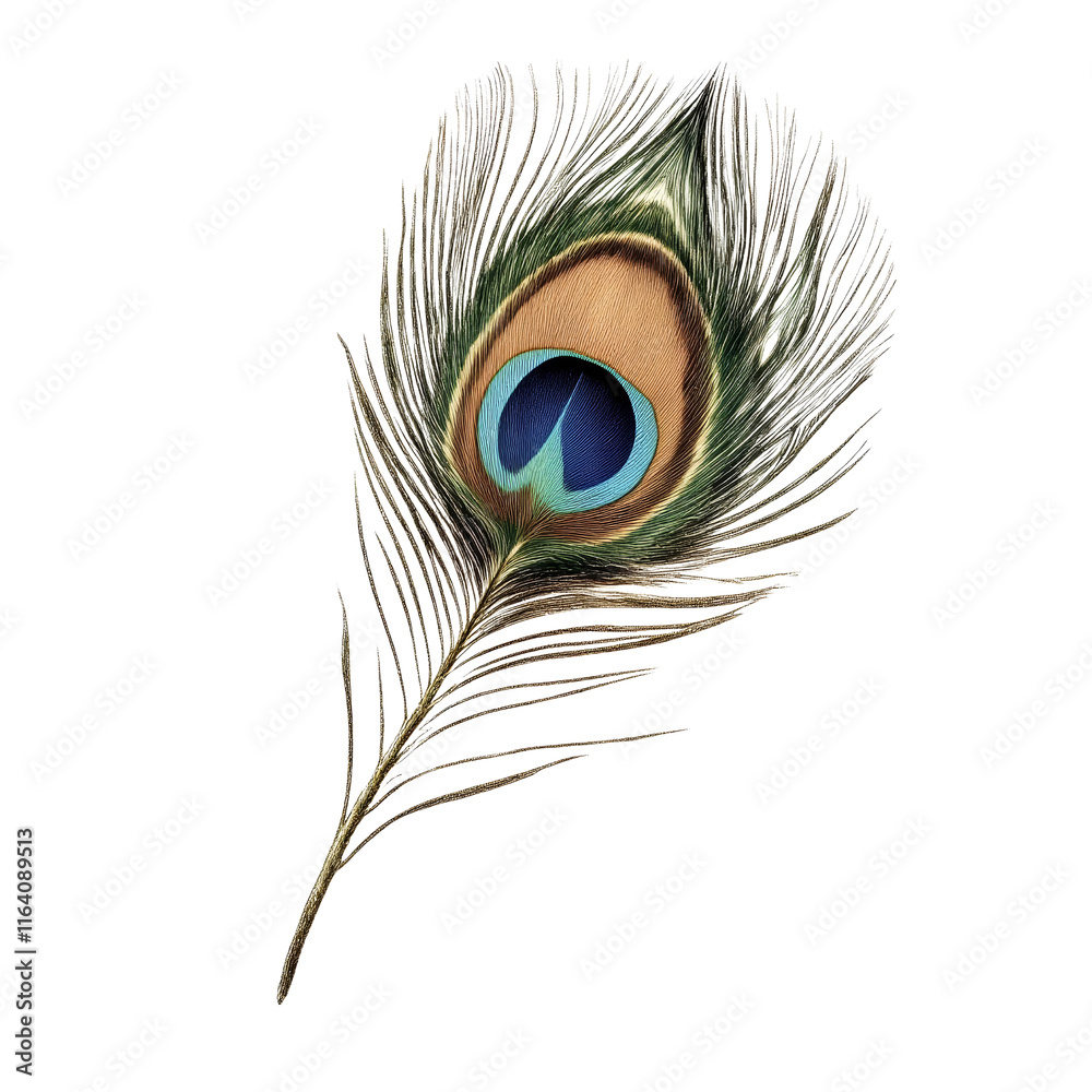 Fototapeta premium Vintage Illustration of a Peacock Feather