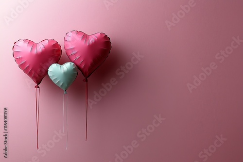 A mock up and template featuring paper craft hearts and air balloons for Valentines day and mothers day, set on an oink background photo