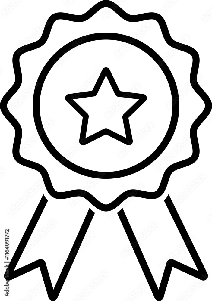 Award Ribbon Badge Outline Illustration Award Ribbon Badge Outline Illustration