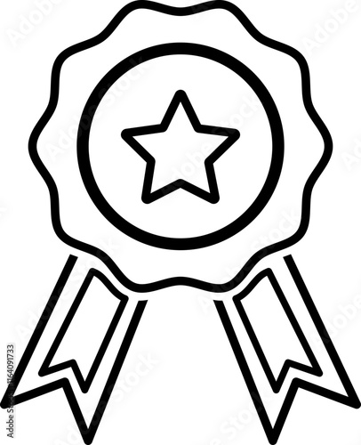 Award Ribbon Badge Outline Illustration