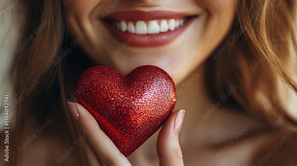 Joyful woman holding heart symbol close-up portrait indoor space emotional connection Joyful woman holding heart symbol close-up portrait indoor space emotional connection