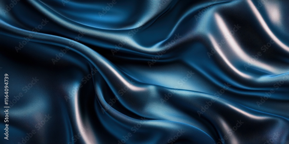 Obraz premium A close-up of smooth, flowing dark blue fabric showcasing elegant texture and sheen.