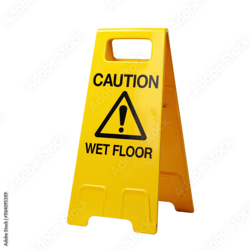 Yellow Caution Wet Floor Sign with Bold Black Lettering