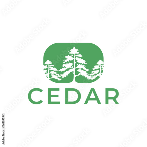 Cedar pine tree logo nature organic environment icon symbol illustration