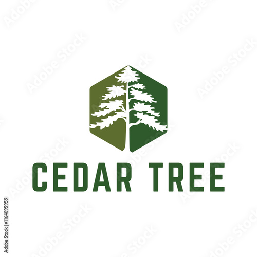 Cedar pine tree logo nature organic environment icon symbol illustration