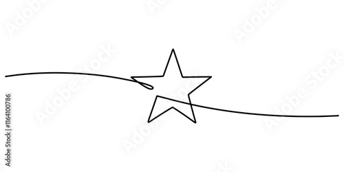 One line drawing of a big star, representing achievement, dreams, and the pursuit of success.