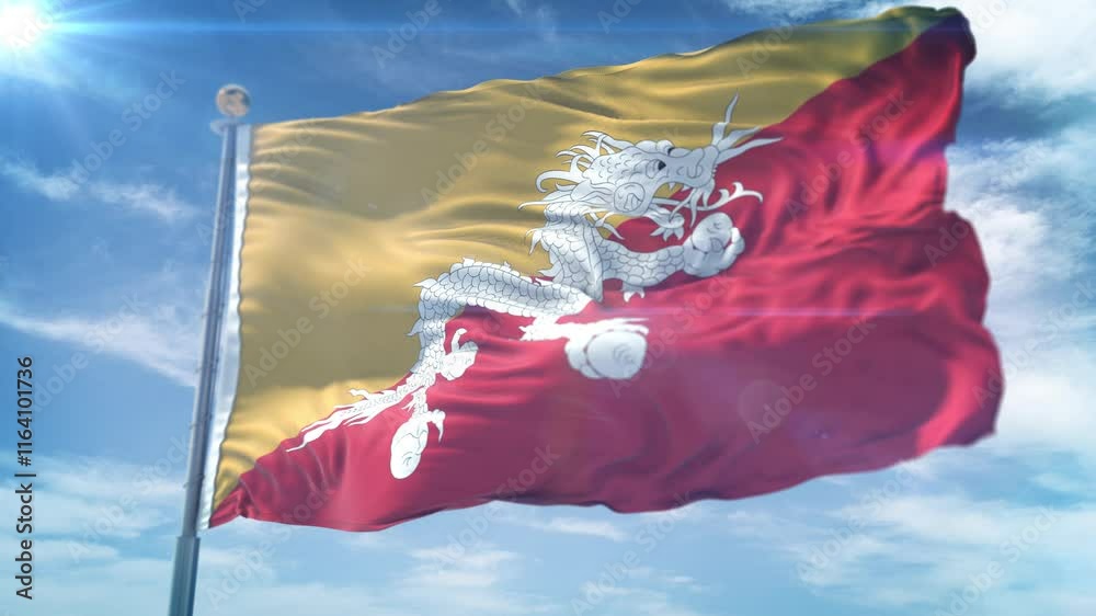  4K 3D Bhutan Flag