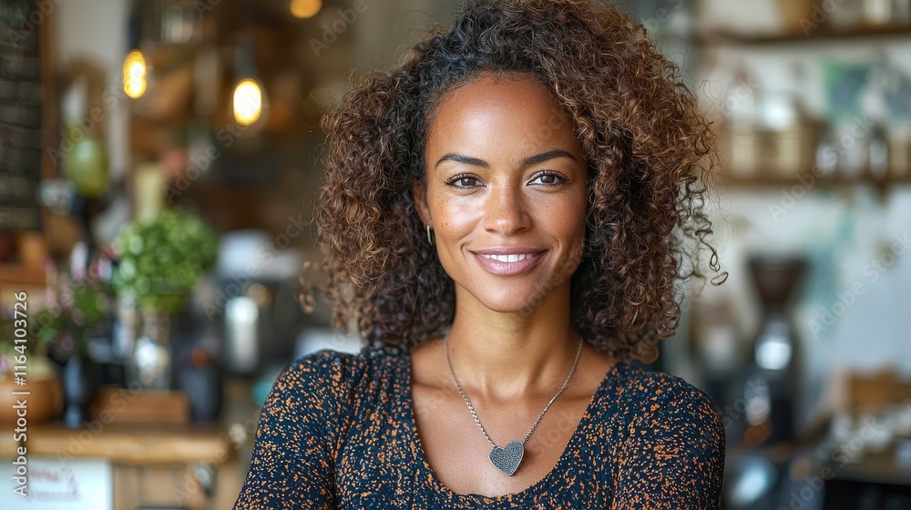 In a lively co-working area, a young woman's cheerful attitude pairs with her focused laptop work, reflecting modern work ethics In a lively co-working area, a young woman's cheerful attitude pairs with her focused laptop work, reflecting modern work ethics