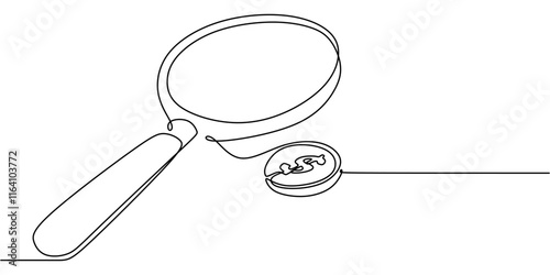 Magnifying Glass Focusing on Dollar Coin. Highlighting Financial Focus and Investment Details