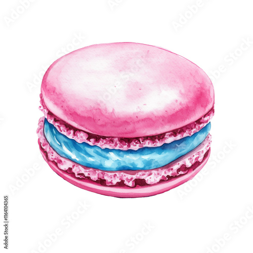 Pink Watercolor macaron illustration
 photo