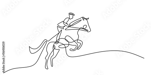 Person Riding Horse in Equestrian Jumping. Symbolizing Grace, Athleticism, and Competition