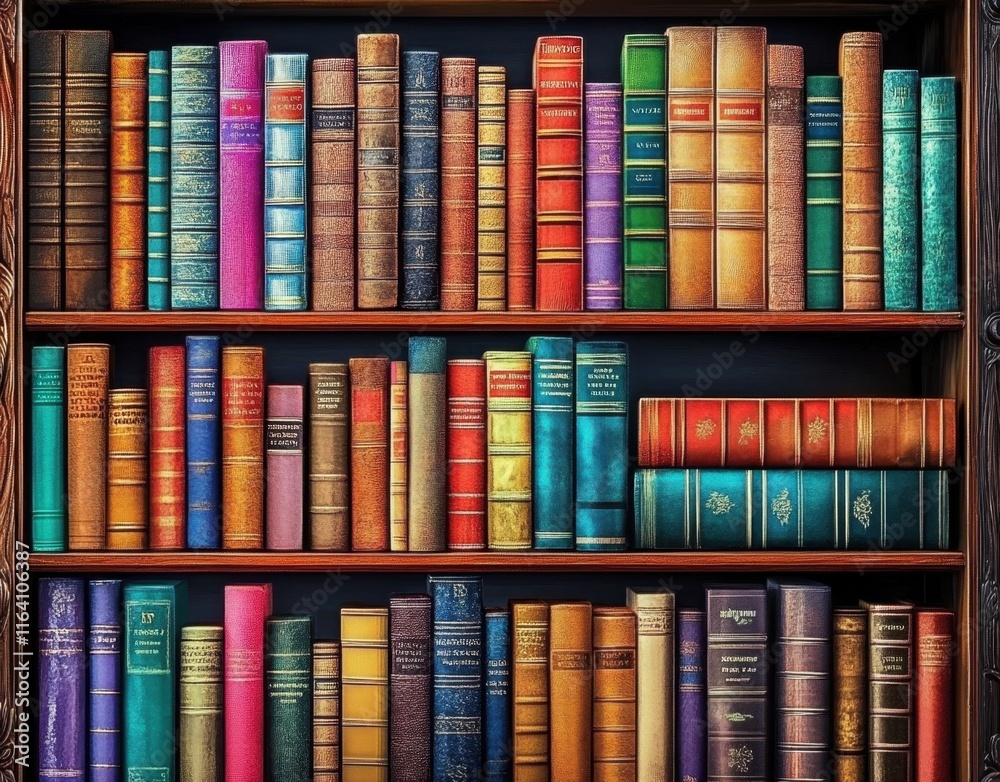 Naklejka premium Aesthetic collection of wallpapers showcasing book shelves.