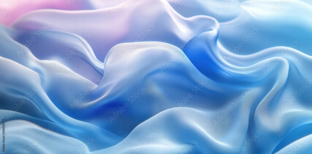 Obraz premium A soft, flowing fabric in shades of blue, creating a calming and serene visual effect.