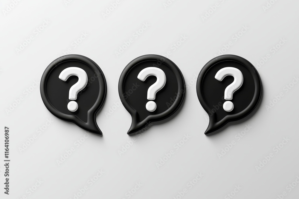 Paper speech bubbles featuring question marks viewed from above, symbolizing the process of inquiry and response Paper speech bubbles featuring question marks viewed from above, symbolizing the process of inquiry and response