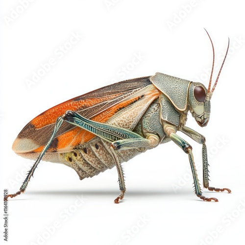 Shield backed Katydids Tettigoniinae Isolated on White Background Generative AI photo