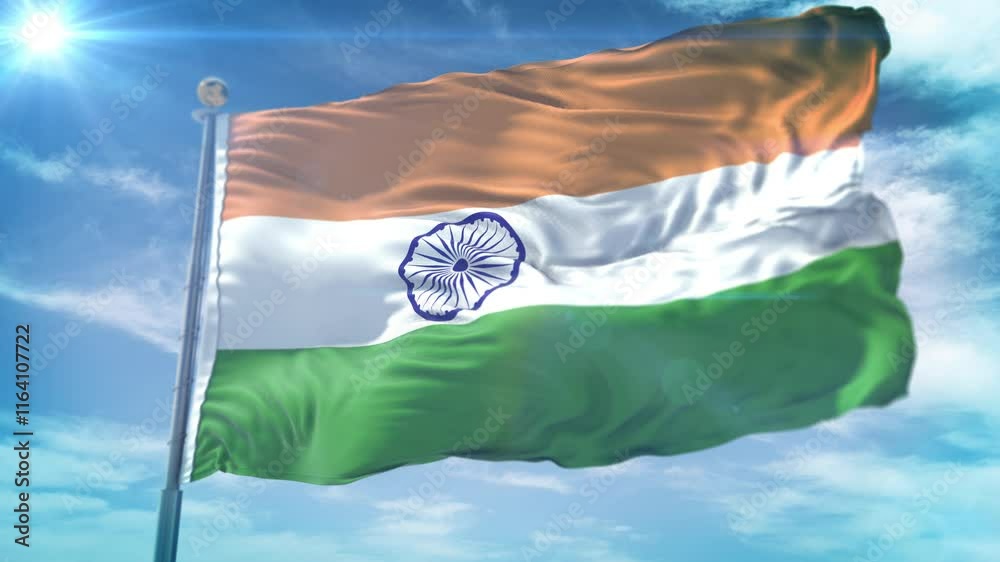 4K 3D India Flag