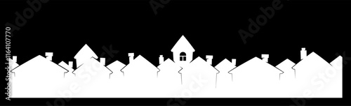 Silhouette of suburb town
