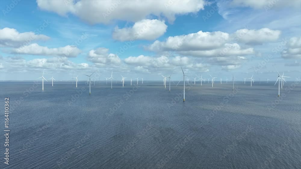 Aerial from windturbines at the IJsselmeer in the Netherlands Aerial from windturbines at the IJsselmeer in the Netherlands