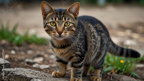 cat on the grass photo